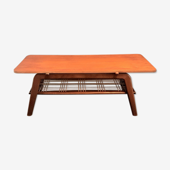 Vintage Scandinavian Style Coffee Table with Reversible Top in Teak and Formica, 1950s-1960s
