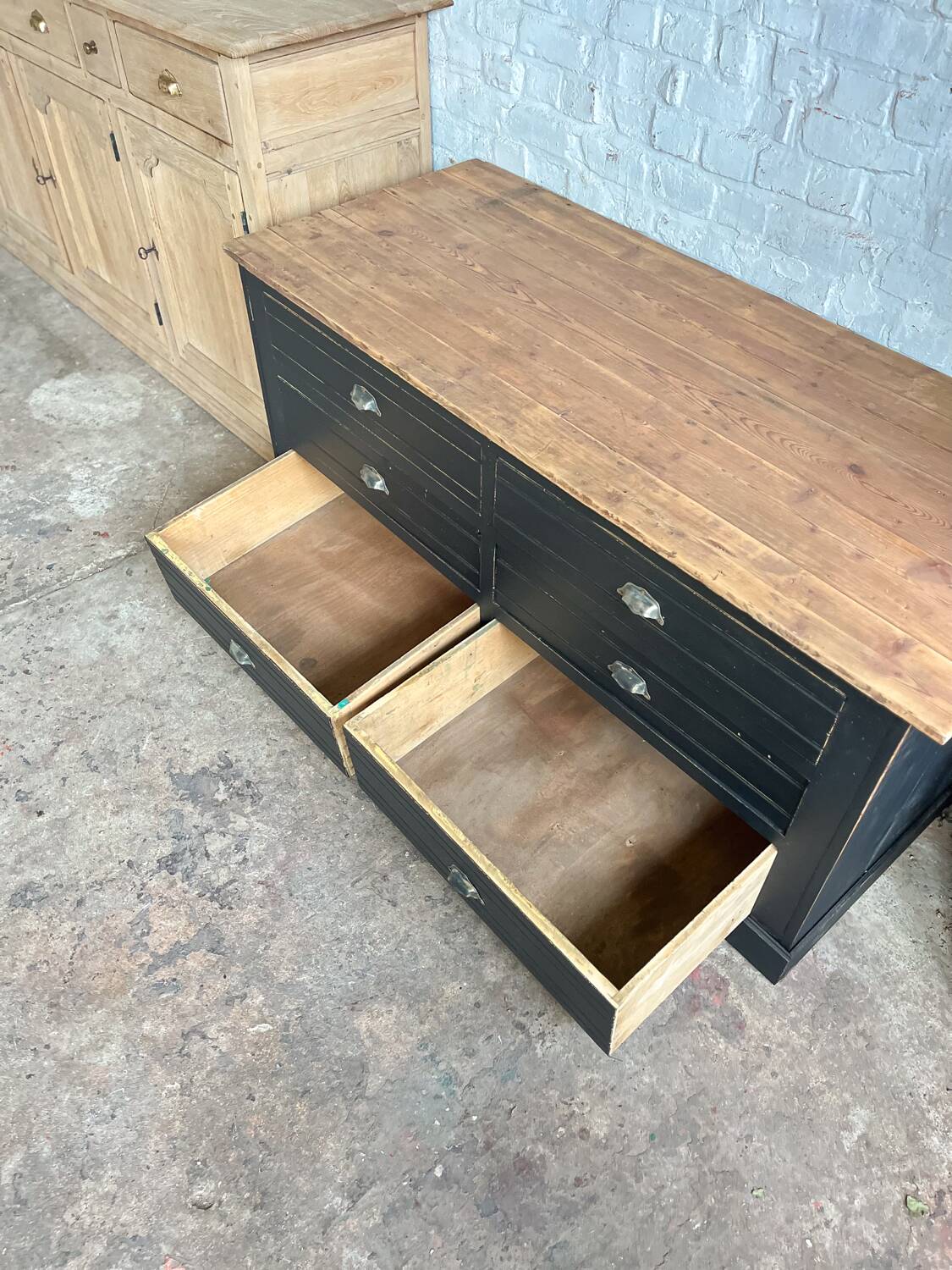 Old trade furniture with black patina