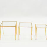Tables gigognes fer forgé dorée de Robert Thibier années 60