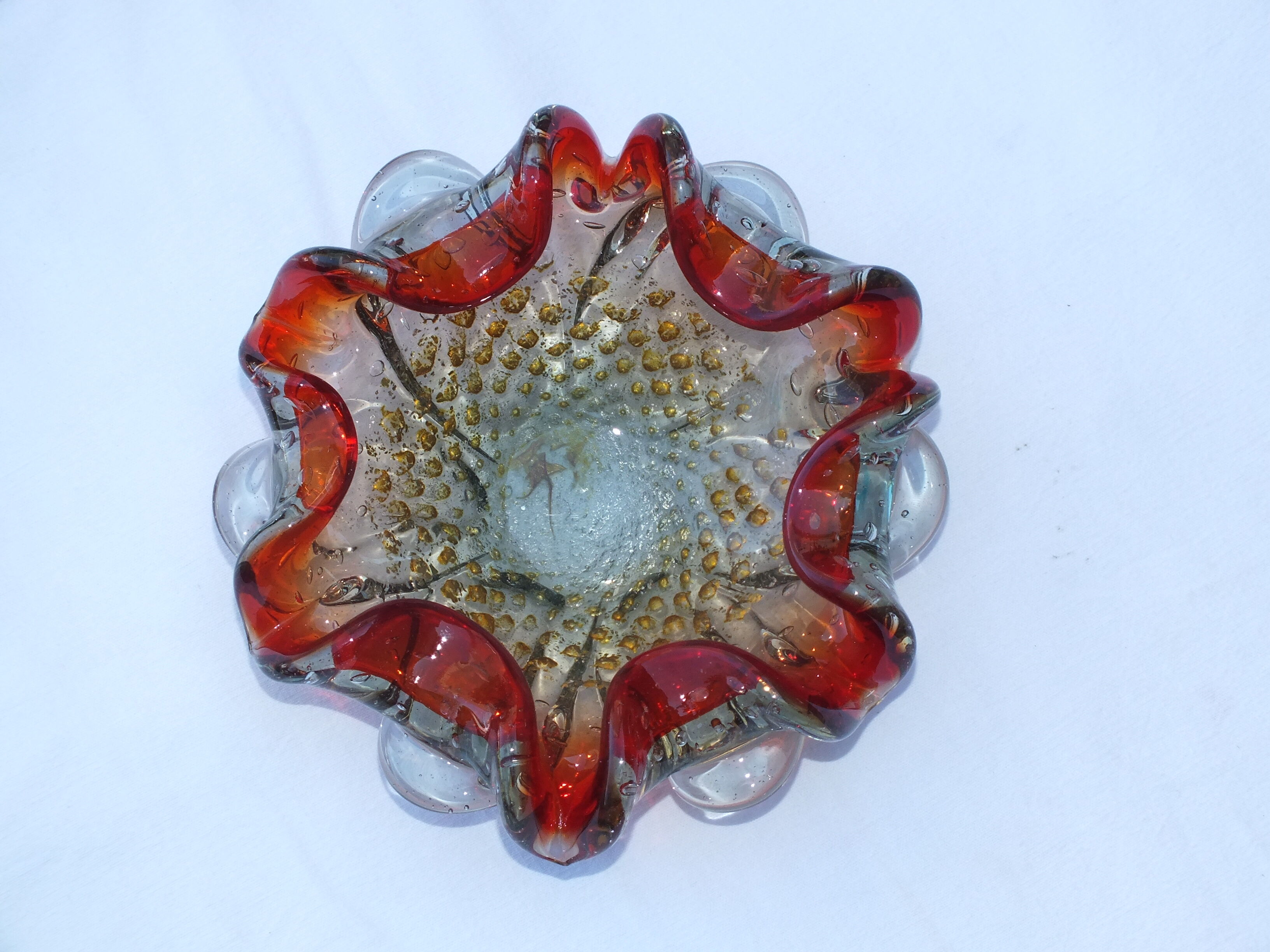 Vintage Murano glass ashtray with gold inclusions