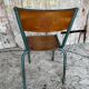 Vintage chair mullca model 510 green metal + wooden seat and back in burgundy