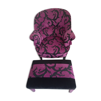 Lot fauteuil crapaud et son repose pied