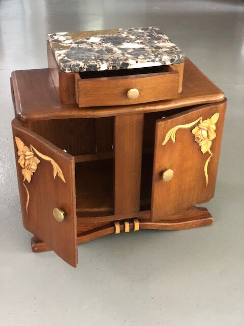Bedside table marble top arts deco