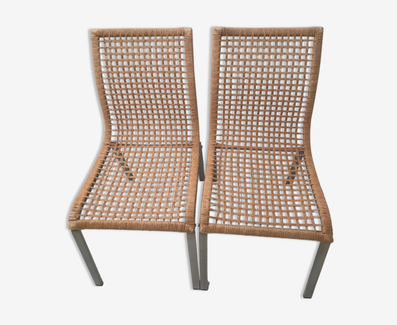 Paire de chaises en corde tissé
