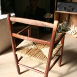Fauteuil paillé enfant ancien
