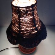Wooden bedside lamp and Lampshade in rope/vintage 60-70 years