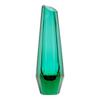 Art Deco Faceted Glass Vase by Josef Hoffmann for Moser, Czechoslovakia, 1930s