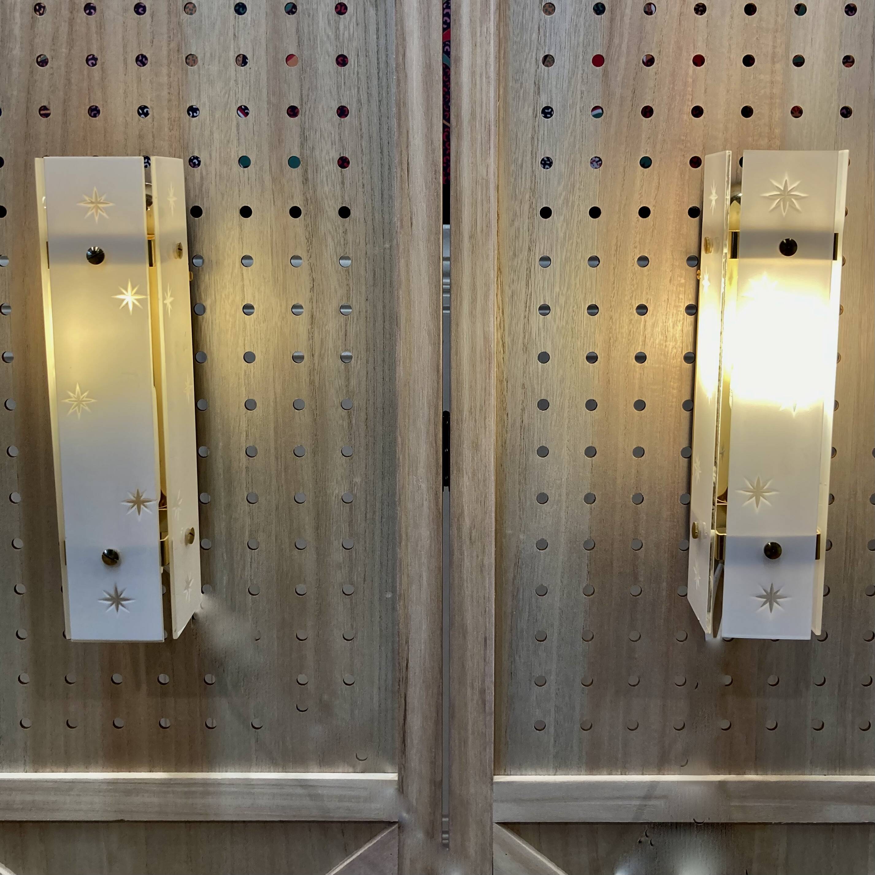 Pair of glass wall lights Scandinavian design 1960.