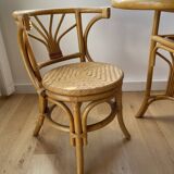 Vintage rattan and bamboo “head to head” table