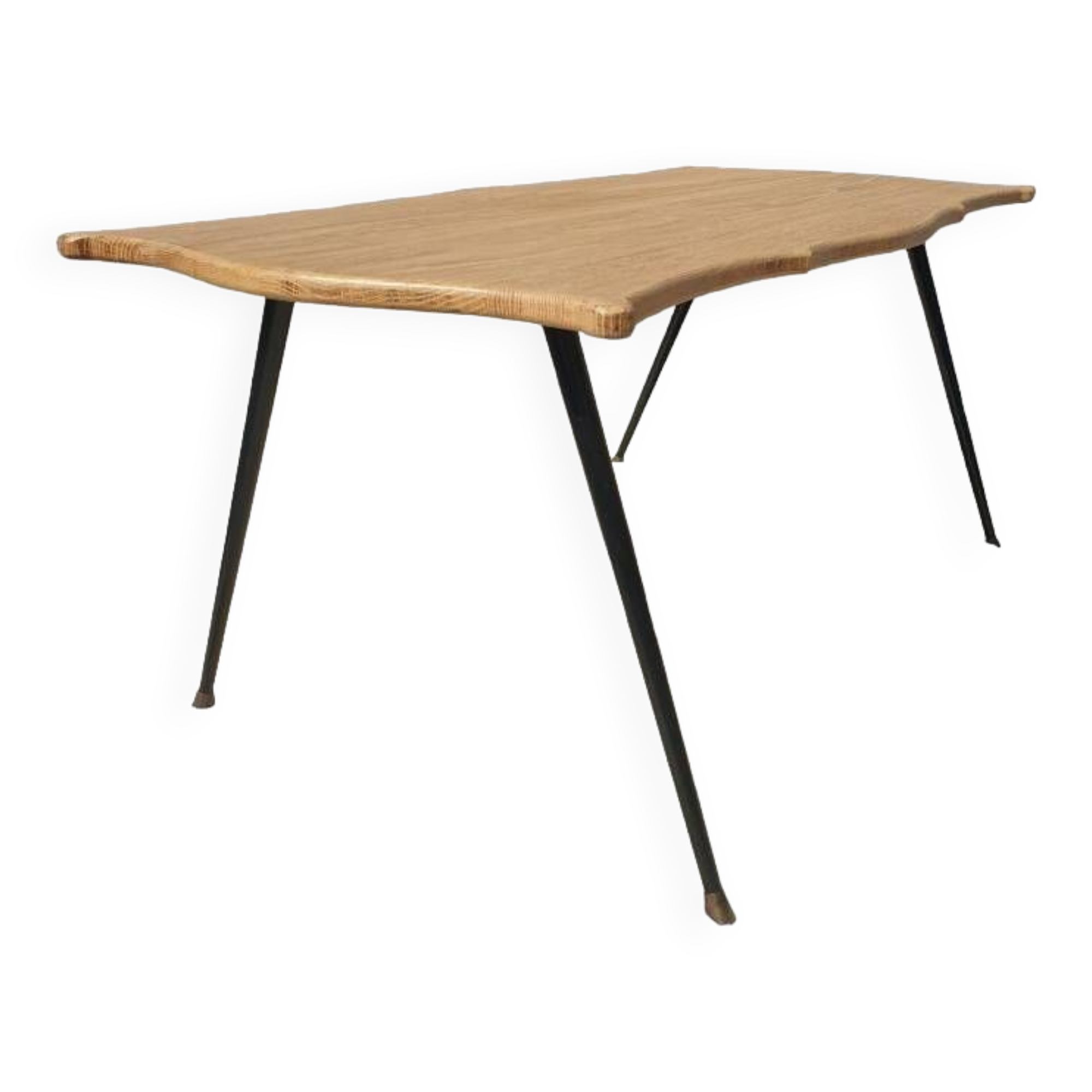 Violin-shaped coffee table with brass legs