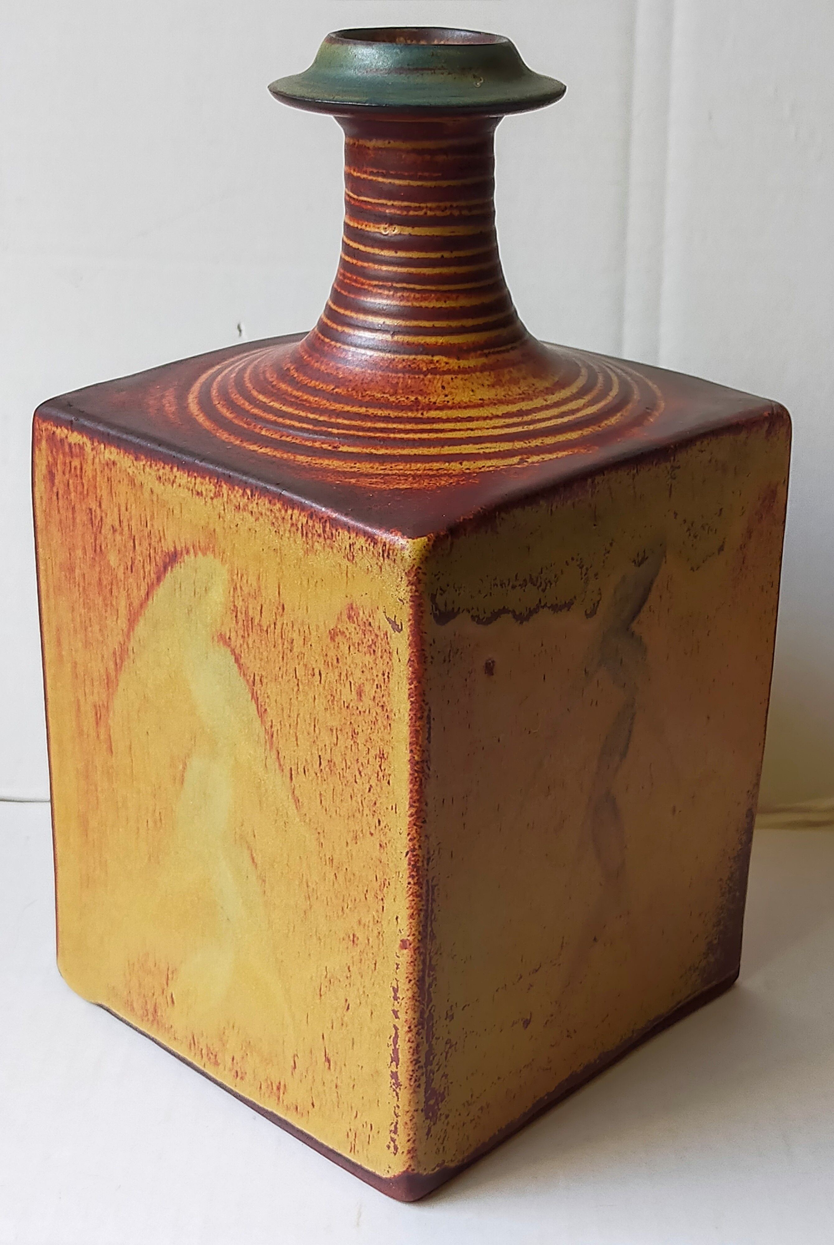 Vintage Scandinavian enamelled earth soliflore vase