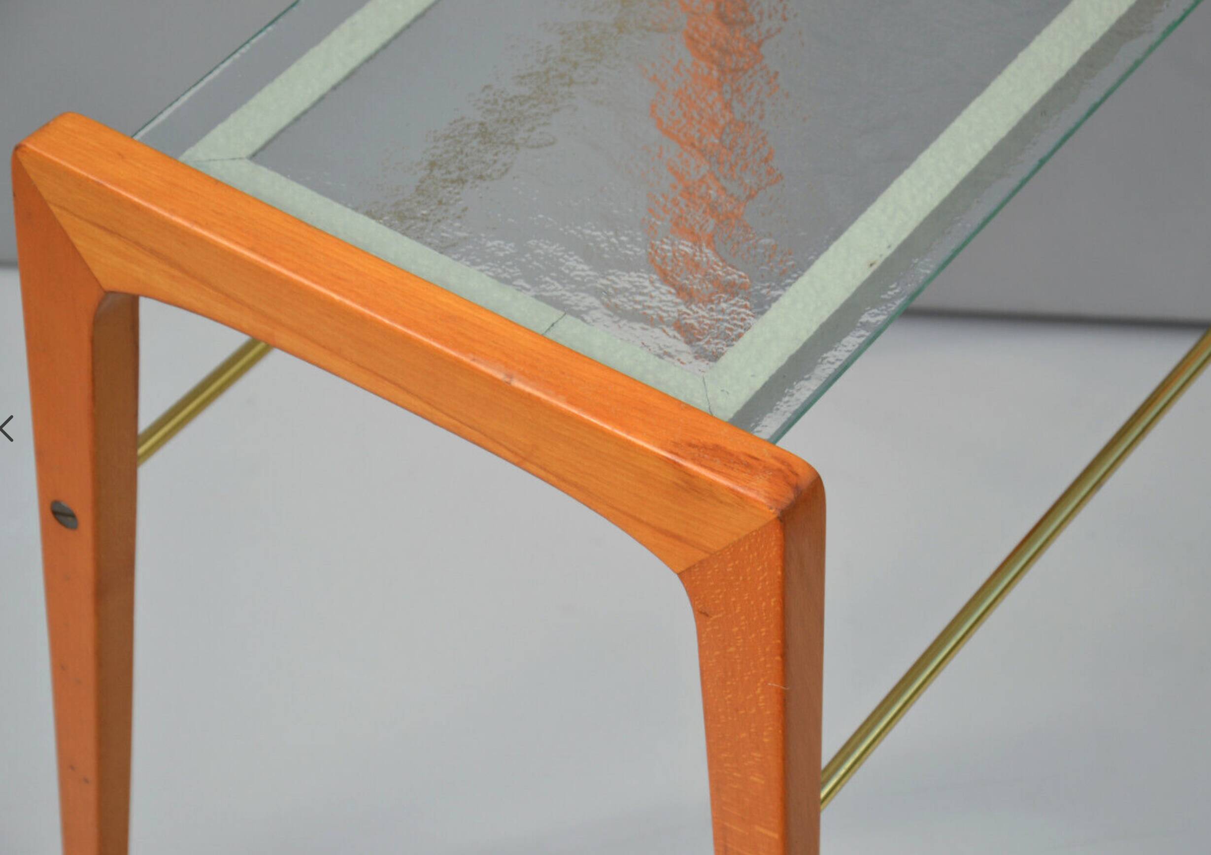 Vintage Danish Coffee Table Oak and Glass Top, Sweden Circa 1970's