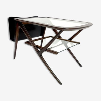 Mid century modern italian wooden coffee table & magazine rack