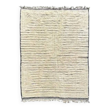 Tapis marocain berbère Mrirt en laine marron tabac, trame noire – 210 × 300