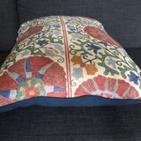 Decorative pillow case in linen and cotton  with suzani prints