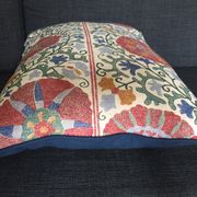Decorative pillow case in linen and cotton  with suzani prints