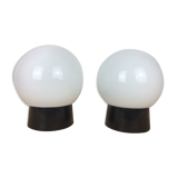 Pair of opaline globe and bakelite wall lamps RZB Leuchten