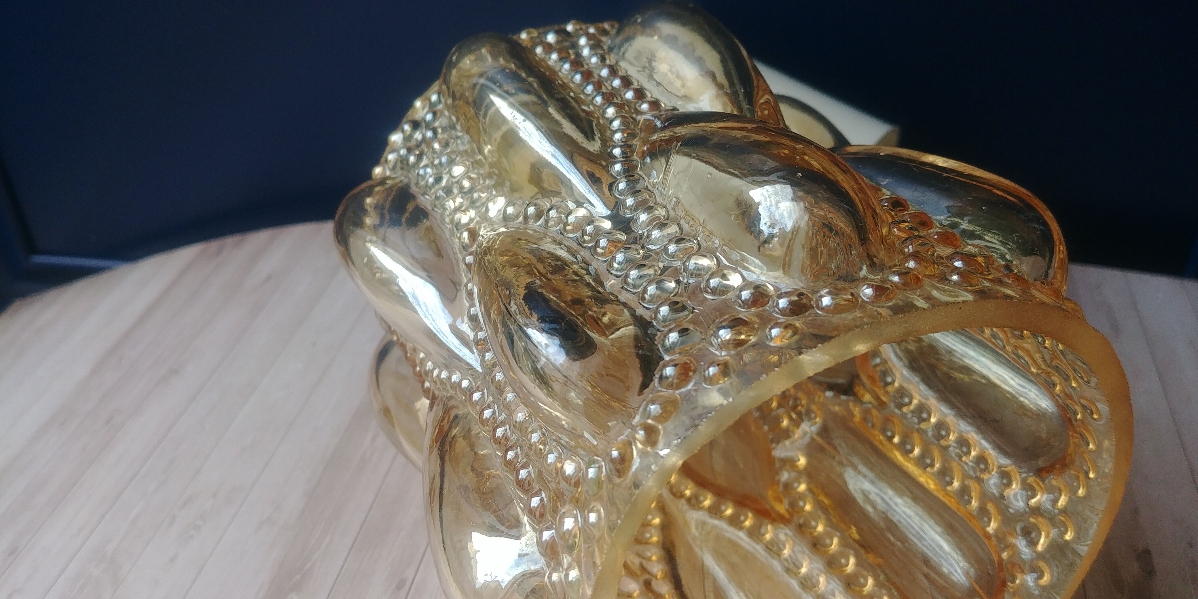 Suspension bulles en verre ambré irisé vintage années 70 forme tube