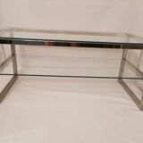 1980s coffee table with a double chrome metal top.