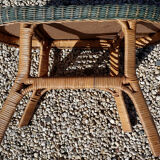 Coffee table vintage in two-tone rattan