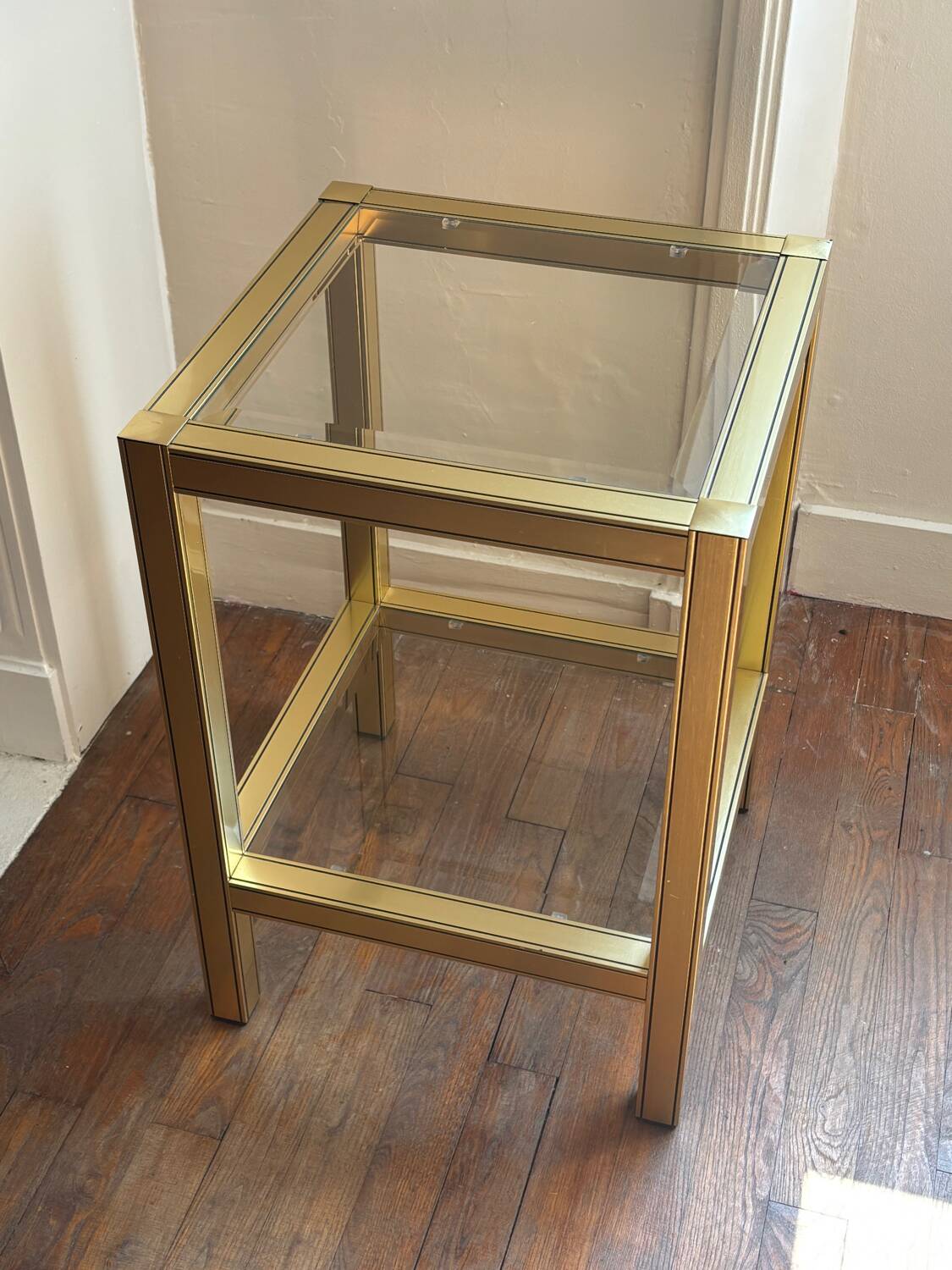 Vintage gold metal side table - end table