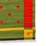 NOS Scandinavian 20th century modern flat weave rug by Karin Bernholm. 227/