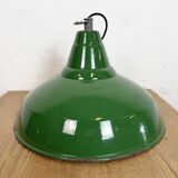 Industrial British Green Enamel Factory Pendant Lamp, 1960s