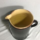 Old ceramic jug with brown enamel inside beige beige 50's