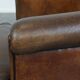 Dark Sheepskin Leather Club Chair with Black Piping