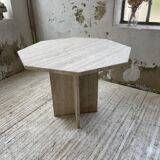 Octagonal travertine coffee table