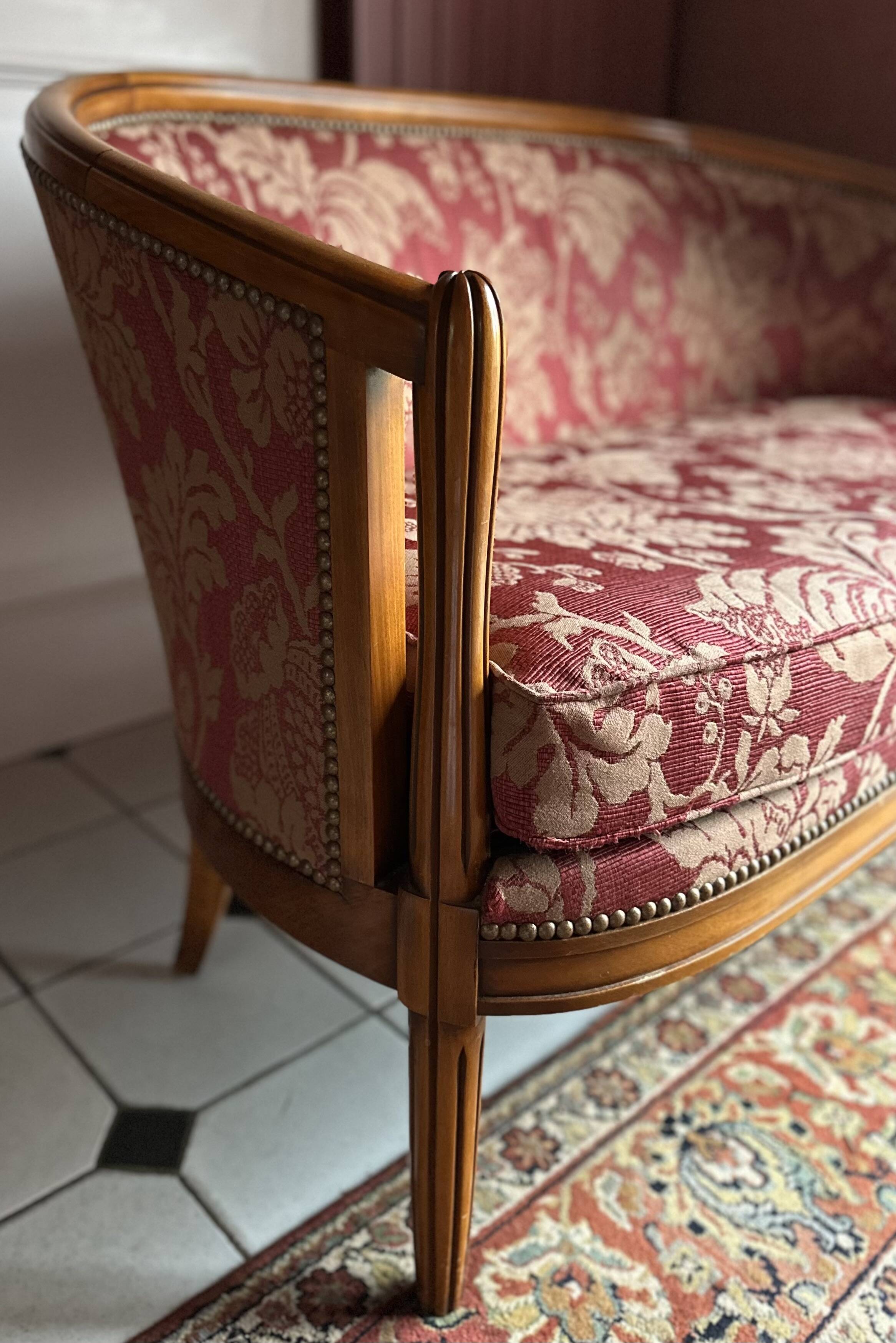 Set of Louis XVI style basket benches, 2 and 3 seats