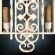Vintage triple wall sconce in white wrought iron with fleur-de-lis, electrified – 1950s 60s.