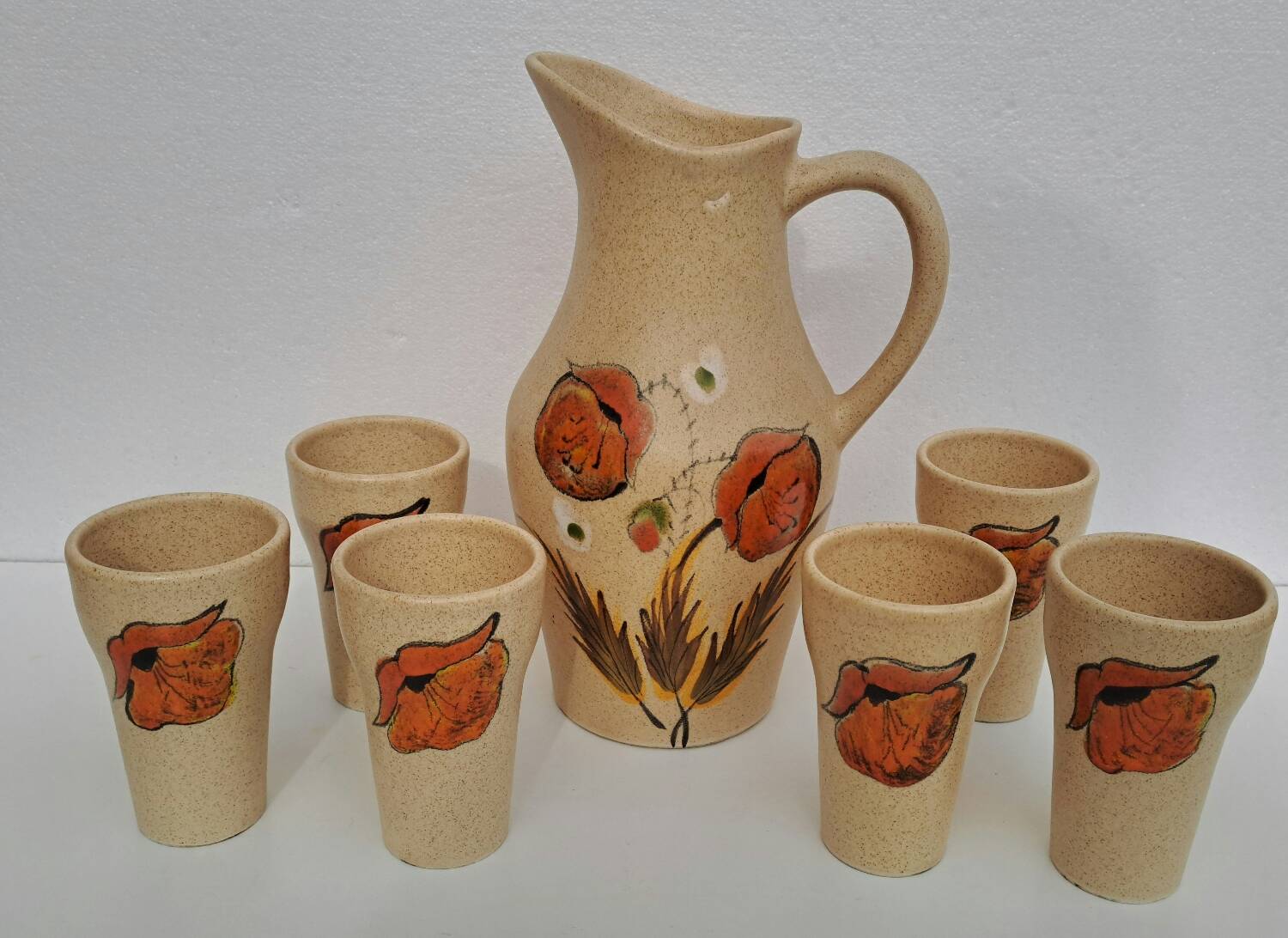 Poet-Laval enameled ceramic orangeade service