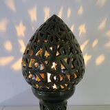 Large 1980s lamp, openwork ceramic