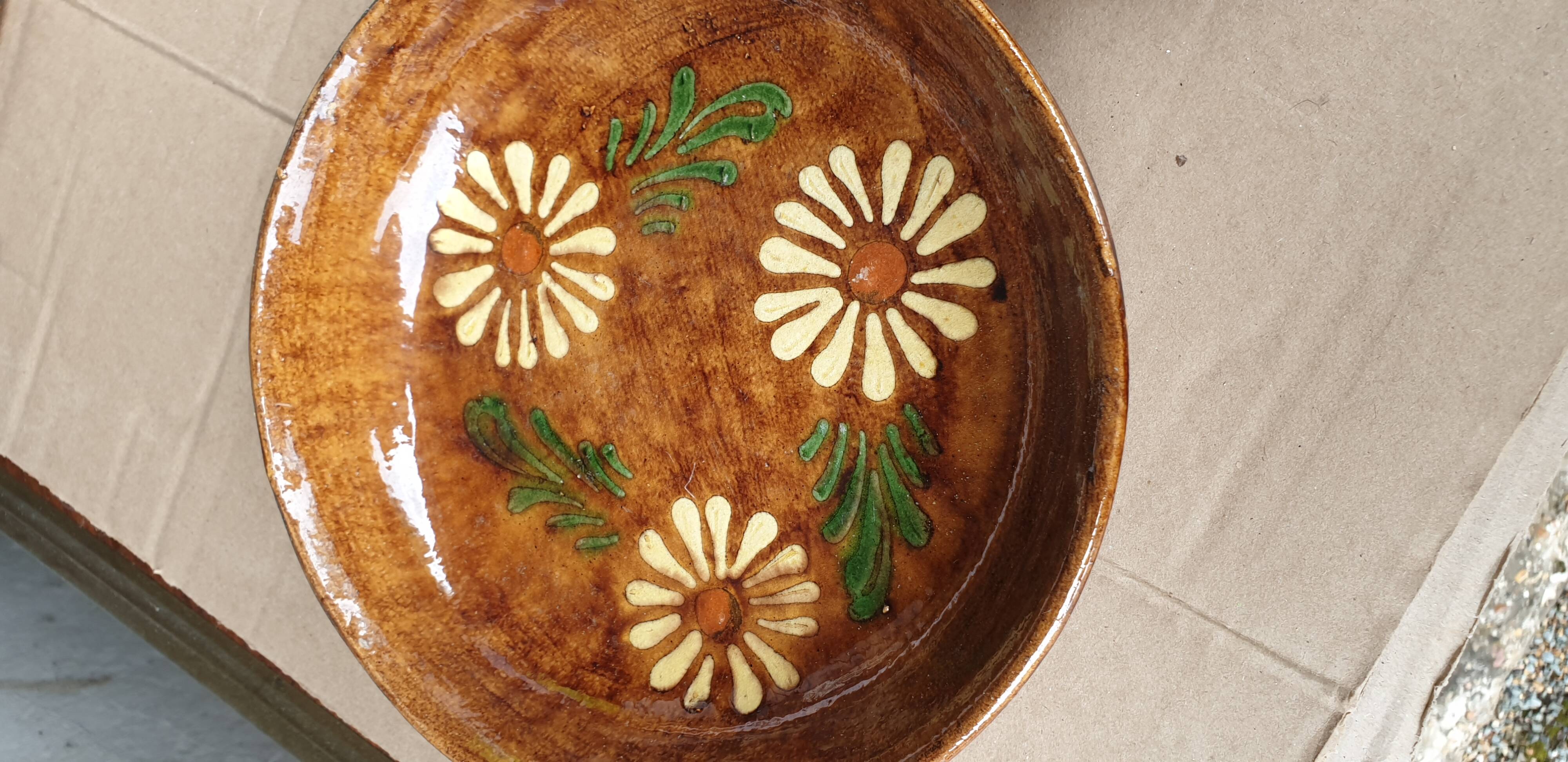 3 Glazed terracotta soup plates