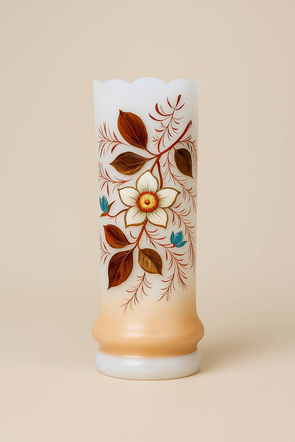 Antique enamelled opaline vase