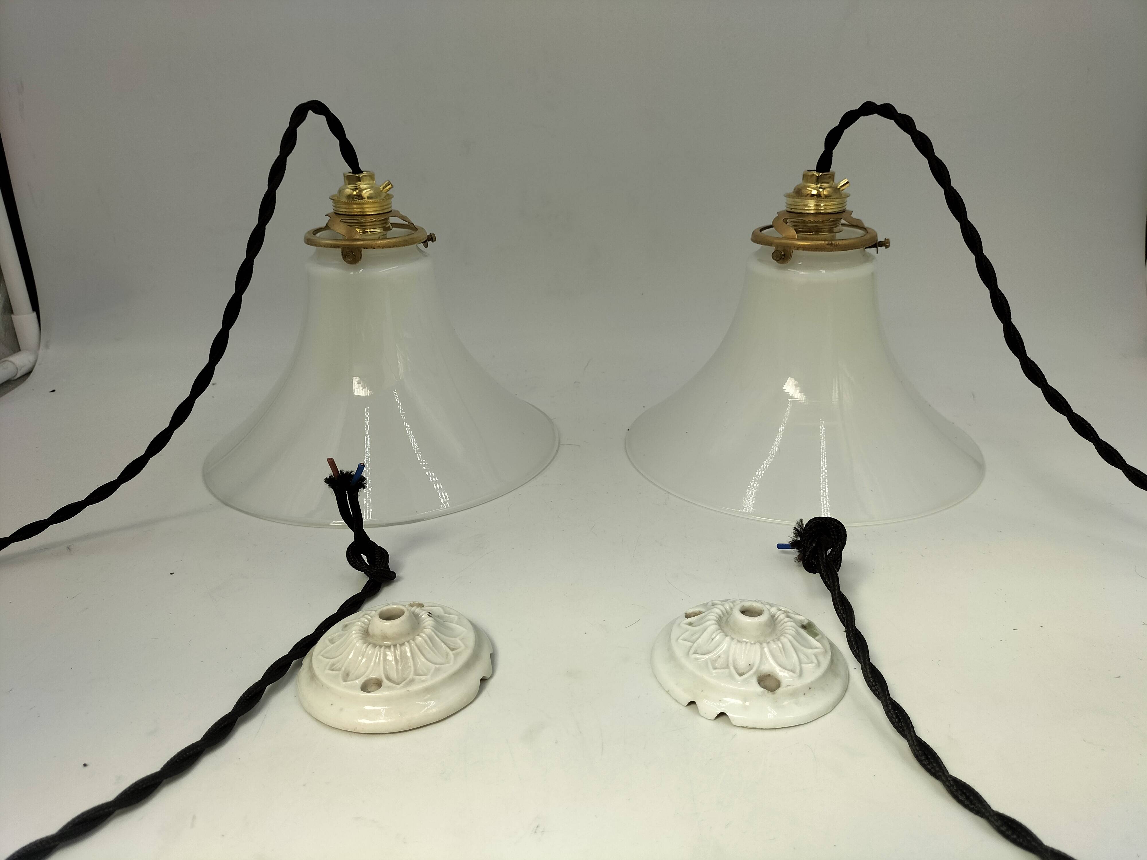 Opaline pendant lights