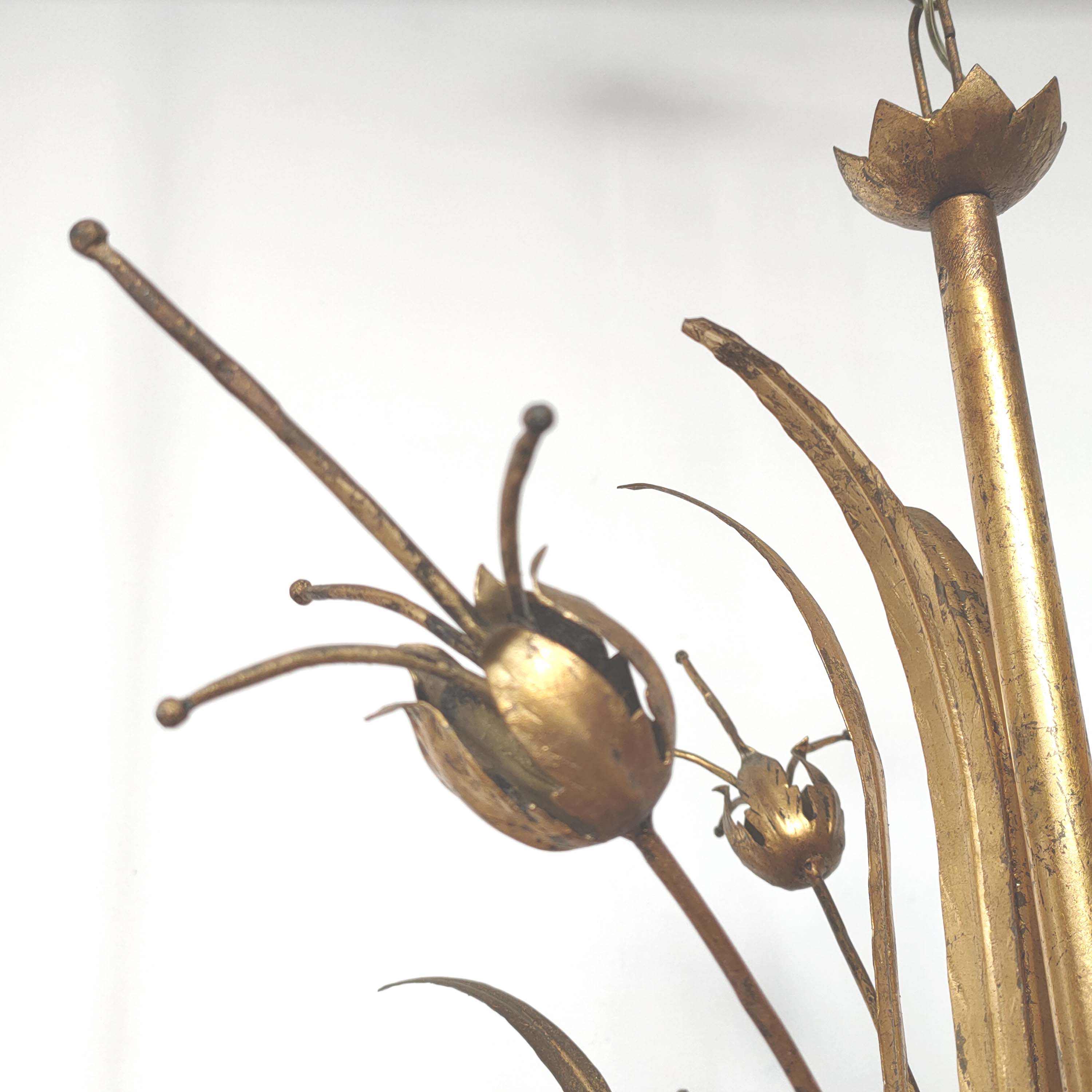 Golden metal leaf and flowers