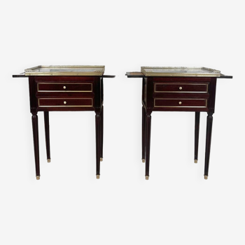 Pair of Louis XVI mahogany bedside tables