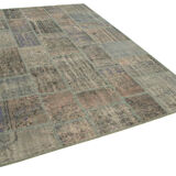 Handmade oriental contemporary 206 cm x 303 cm grey patchwork carpet