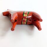 Set of 2 Vintage Swedish Dala Horses in Wood, Hand-Painted Red