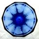 6 Art Deco champagne flutes blue glass cut from 10 flat ribs on peedouche