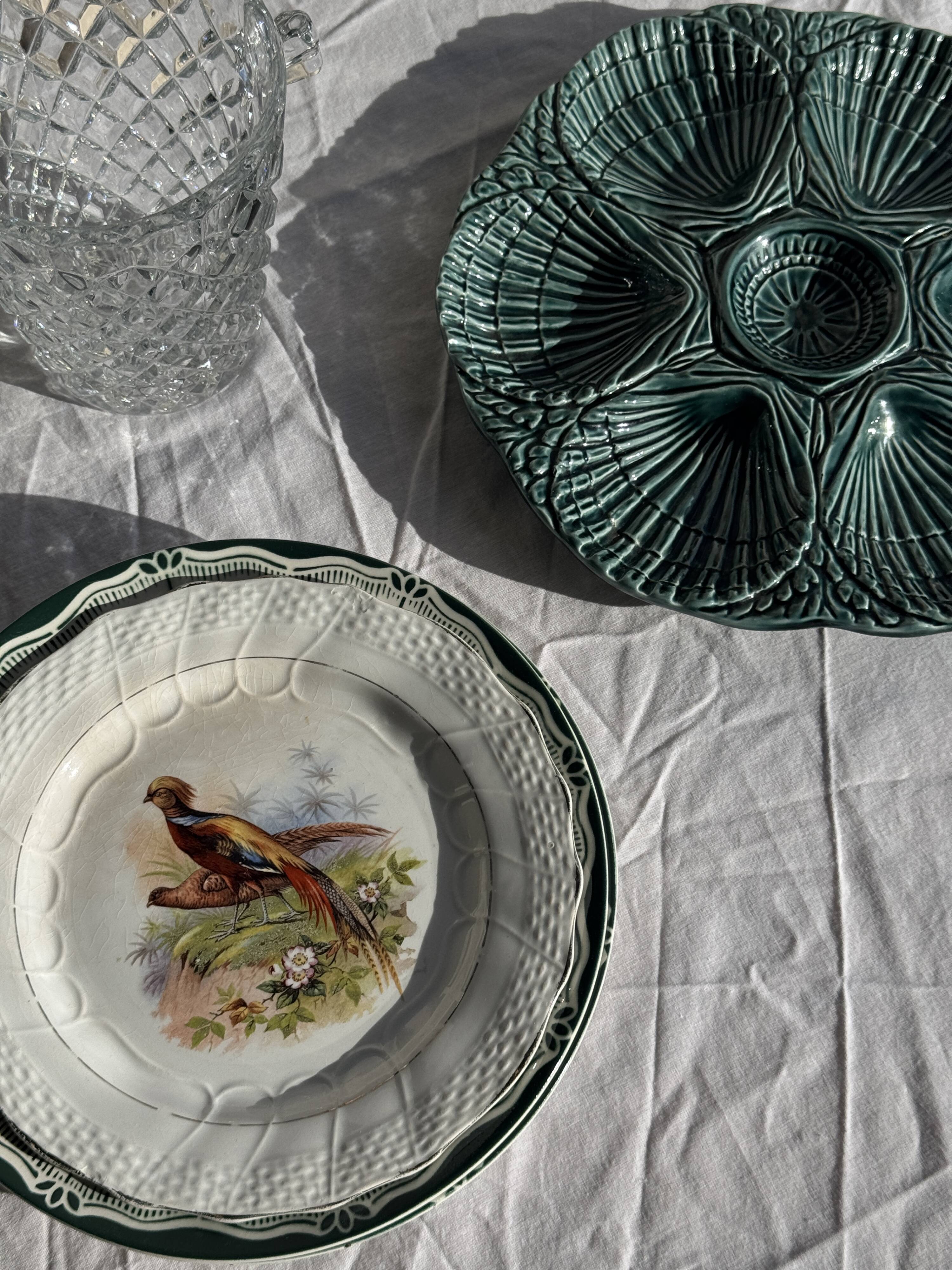 Plat à compartiment coquillages turquoise D28