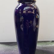 Old Ceramic Vase Enamelled Blue Asian Décor Vintage