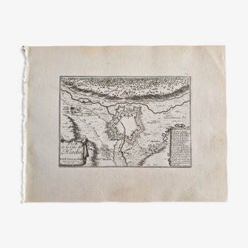 17th century copper engraving "Plan of the town of Hesdin" By Sébastien de Pontault de Beaulieu