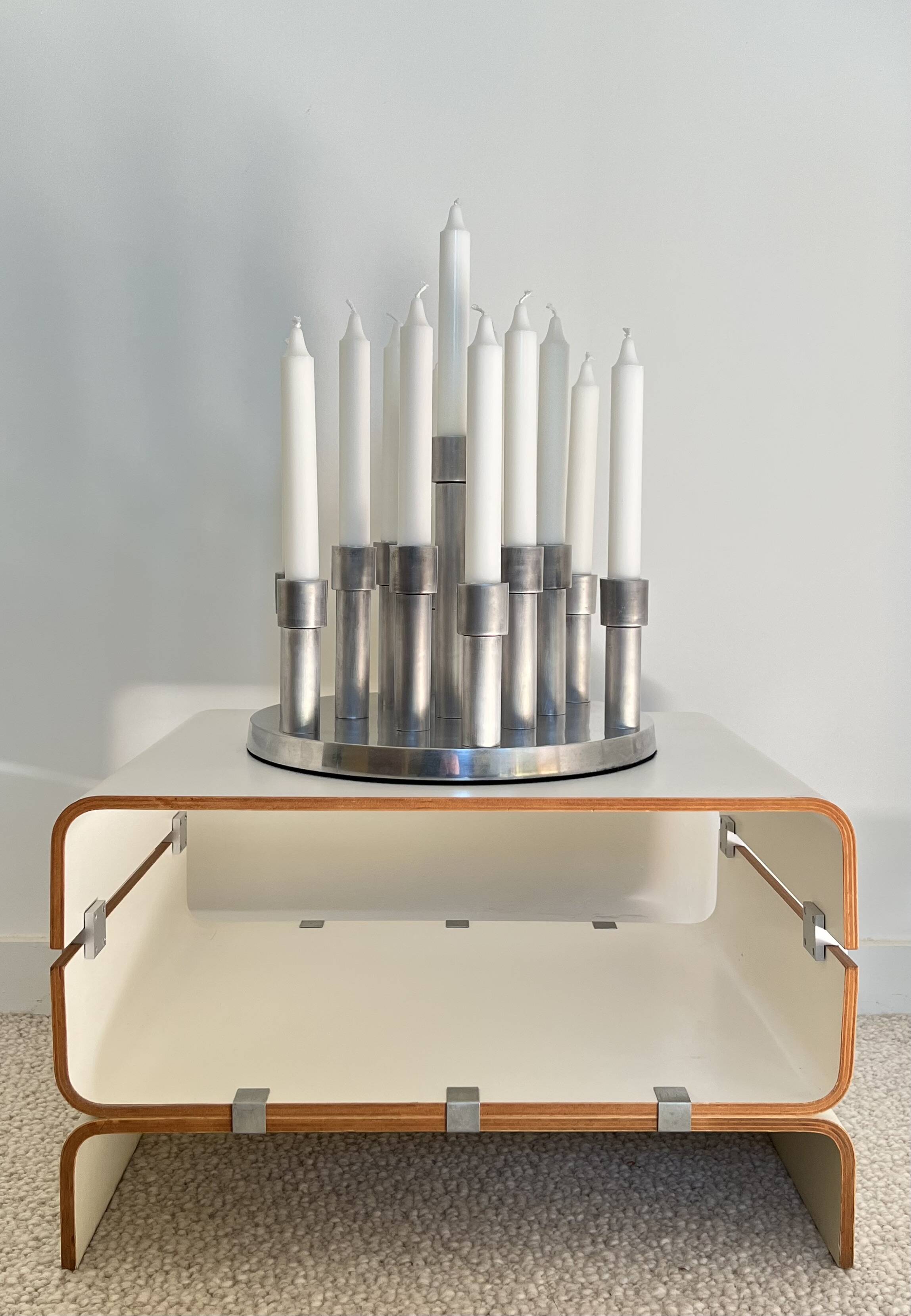 Aluminium candle holders for 13 candles, 1970s.