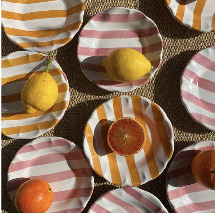 Blood orange striped plate