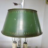 Authentic antique bouillotte lamp in chrome bronze with 3 lights, 1930s.