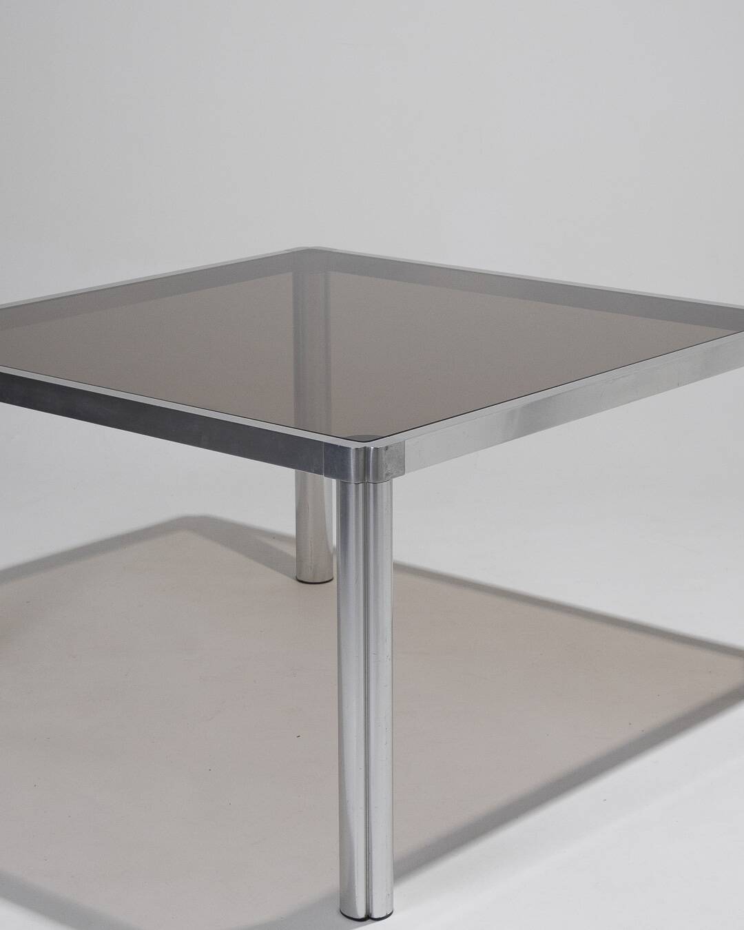 Glass and chrome dining table, 1970s