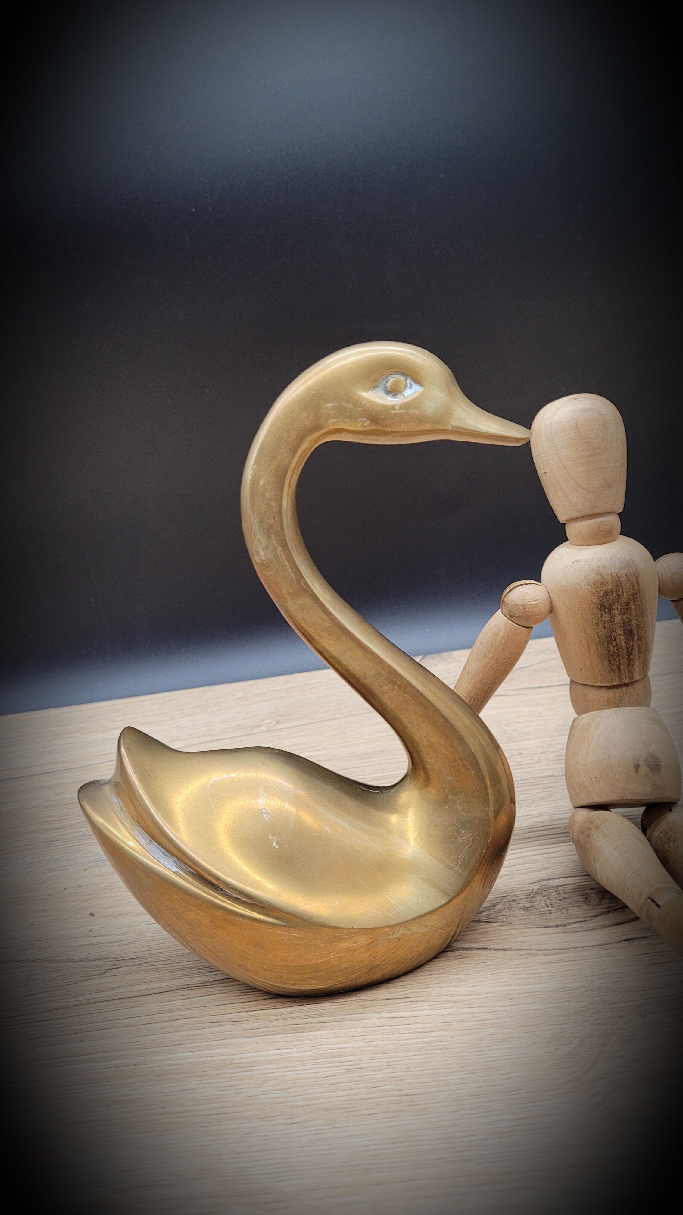 Duo brass swans